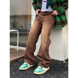 AIDASE  -  Green Washed Loose Straight Leg Jeans Men Women Style Retro American New Model Street Fashion Long Pants for All Seasons aidase-shop