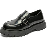 Men Harajuku Korean Style Streetwear Business Casual Thick Platform Leather Wedding Loafers Shoes Male Leather Shoe Man aidase-shop