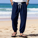 AIDASE  -  Men's Lightweight Textured Beach Pants Drawstring Waist Jogger Trousers Casual Loose Fit Summer Bot for Vaion aidase-shop