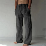 Aidase Vintage Men Cotton Linen Pants Drawstring Elastic Oversize Jogger Hip Hop Print Long Trousers Spring Summer New casual pants