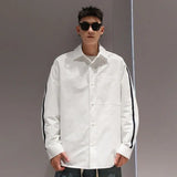 Aidase  Men Clothing Trendy Contrast Color Patchwork Oversize Streetwear Shirt Vintage Harajuku Korean Casual Long Sleeve Irregular Tops