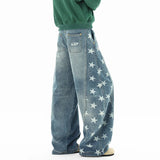 AIDASE  -  Jeans Men's Loose Denim Pants New Baggy Jeans Comfortable Fit Casual Trousers Star pattern print aidase-shop
