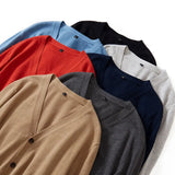 AIDASE  -  M-4XL Autumn Men's Knitted Cardigan Thin V-neck Basic Elastic Slim Fit Thin Sweater Solid Color Casual Versatile Coat