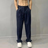 Aidase Mens Trendy Drapey Thin Loose Slimming Wide-Leg Pants Gender-Neutral Casual Solid Color Ice Silk Suit Straight Pants Unisex aidase-shop