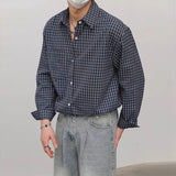 AIDASE  -  New Fashion Men's Clothing Light Luxury Casual Textured Plaid Shirts Business Leisure Contrast Color Long Sleeve Cardigan Tops aidase-shop