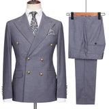 Aidase Fashion New Men's Leisure Boutique Business Banquet Solid Color Wedding Double Breasted Slim Fit Suit Blazers Jacket Pants
