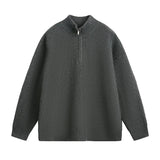 AIDASE  -  Autumn Winter Men’s Half Zipper Stand Collar Long Sleeve Solid Color Simple Basic Casual Trendy Knitted Pullover Sweatshirts aidase-shop