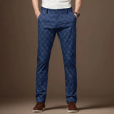 AIDASE  -  Open for Men Mens Suit Pants Mens Stretch Skinny Flat Front Casual Slim Fit Business Dress Lattice Pants aidase-shop