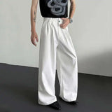 AIDASE  -  Solid Color Simple Men's Suit Pants Casual Straight Pleated Design Bottom Gemstone Decoration Wide Leg Male Trousers 9W2547 aidase-shop