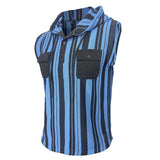 AIDASE  -  Striped Hooded Vest Men Sleeveless Pocket Drawstring Hoodie Tshirts Summer Fashion Outdoor Sports Tank Tops Coat Waistcoat aidase-shop