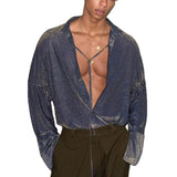 AIDASE  -  Autumn Winter New Man High Street Lace-up Trendy Tops Sexy Niche Chic Casual Turn-Down Collar Long Sleeve Shirts Ins W12517 aidase-shop