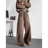 AIDASE  -  Loose Brown Wide Leg Men's Jeans American Style Spring Autumn Casual High Waist Denim Pants Comfortable Fit Male Fashion aidase-shop