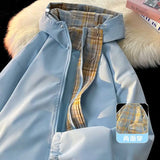 Aidase Mens Jacket Korean Streetwear New Reversible Plaid Jacket Varsity Coat Casual Plus Size Outwear Autumn Winter Unisex Windbreaker aidase-shop