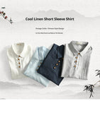AIDASE  -  Mens Linen Short Sleeve Shirt Slim Fit Pullover Half Sleeve Retro Spring Summer Casual Breathable shirt Men's clothing aidase-shop