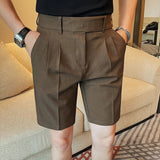AIDASE  -  New Men Summer Slim-fit British Style Suit Shorts Light Luxury Business Straight-leg Shorts Leisure Button-down Half-pants M-3XL aidase-shop
