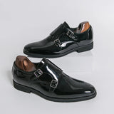 AIDASE  -  Dress Shoes Double Button Low Heel White Loafers Handmade Paty Leather Wedding Shoes Men Leather Formal Business Pointed Shoes aidase-shop