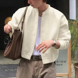 AIDASE  -  Men Jackets Solid Color Stand Collar Long Sleeve Button Men Coats Streetwear Loose Korean Style Fashion Casual Outerwear aidase-shop