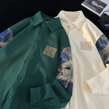 Aidase Patchwork Bear Long Sleeve Shirt for Men Retro Loose Couple Shirt Jacket Large Size Unisex Blouses aidase-shop