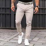 AIDASE  -  Men's Solid Color Skinny Pocket Zipper Business Casual Slim-Fit Pants aidase-shop