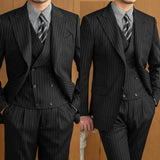 Aidase Commercial Men's Suit 3Pieces Blazer Vest Pants Bow Collar Single Breasted Buckle Work Wear Bussiness Wedding Costume Size Color