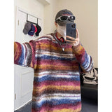 Striped Sweatshirt Men Baggy Fashion Harajuku Round Neck Tops Oversized Trendy Male Sweater Streetwear Pullover Shirt aidase-shop