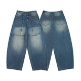 AIDASE  -  Men's Blue Spliced Casual Trendy Simple Basic Cool Baggy Wide Leg Denim Trousers Male American New Fashion Clothes Jeans Pants aidase-shop