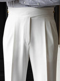 AIDASE  -  Trousers Men Spring Autumn New Fashion Belt-up High Waist Slim Pants Men Business Casual Solid Color Straight Pants aidase-shop