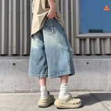 AIDASE  -  Ripped Men's Denim Shorts Summer New High Street Loose Straight Wide Leg Pants Personality Fashionable Clothes aidase-shop
