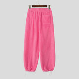 AIDASE  -  Men Pants Solid Color Elastic Waist Joggers Plush Fleece Trousers Men Streetwear Loose Fashion Casual Male Long Pants aidase-shop