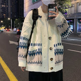 Aidase winter fits men Design Cardigan Men Pockets Warm Winter Sweater Retro Ins Japanese Unisex Button Up Knitwear Teens All-match Harajuku Stylish BF aidase-shop