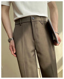 AIDASE  -  Summer Men's Straight Slim Fit Korean-style Tapered Solid Color Dress Pants Casual Trousers  28-38 aidase-shop