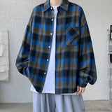 Aidase Long Sleeve Plaid Shirts Men Autumn Casual Loose Harajuku Vintage High Street Daily All-match Gentleman Camisa Plus Size 5XL-M