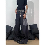 AIDASE  -  Retro American Embroidered Bla Jeans Men High Street Vibe Loose Straight Leg Wide Leg Clean Fit Long Trousers Casual Sleeve aidase-shop