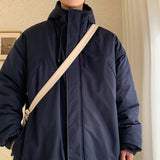Minimalist Coats Men Winter Warm Hooded Cotton Parkas Casual Trend Drawstring Solid Color Outdoor Loose Hoody Parka Male aidase-shop