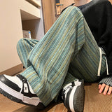 Aidase Wool Men's Pants Autumn and Winter Thickened High Waisted Small Leg Pants Casual Business Striped Contrast Wool Pants Warm aidase-shop