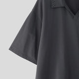 AIDASE  -  Men Shirt Solid Color Lapel Short Sleeve Summer Loose Men Clothing Streetwear 2025 Korean Style Fashion Male Shirts Tops aidase-shop