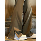 Aidase Brown Black Baggy Suit Pants Men Fashion Social Men Dress Pants Korean Loose Straight Flared Pants Men Office Formal Trousers aidase-shop