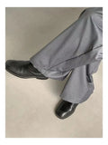 Aidase Korean Gray Casual Suit Pants Men Pleated Loose Wide Leg Pant Spring Autumn New Fashion Design Sense Trendy Trousers Streetwear