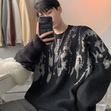 Aidase Autumn Clothing Men's Knitted Luxury Printed Pullovers Sweater Casual Vintage Loose O Neck Solid Color Long Sleeve Knitwear aidase-shop