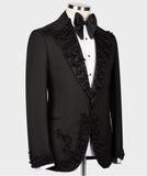 Aidase Party Beads Blazer Vest Men Suits Tuxedo Appliques One Button Peaked Lapel Formal Diamonds Beads Wedding Host Plus Size Tailored aidase-shop
