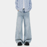 AIDASE  -  Unisex Star Printed Jeans American Style Spring Retro Patchwork Micro Flared Pants High Street Floor Denim Trousers Casual aidase-shop