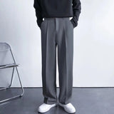 Aidase Men's Luxury Draped Baggy Suit Pants Casual Button-down Solid Color Straight Premium Elegant Dress Pants New aidase-shop