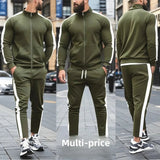 AIDASE  -  Spring Autumn Men's 2-Piece Set Color Blocking Zipper Stand Collar Casual Sports Jacket Sweatshirt Trousers Suit aidase-shop