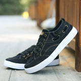 AIDASE  -  Men's Canvas Shoes Flat Low helpVulcanized Shoes Men's Sneakers New Men's Black Casual Canvas Shoes Men's Shoes Sneakers aidase-shop