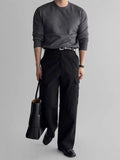 AIDASE  -  Korean Style Elegant Gentleman Crew Neck Sweater Autumn Winter All-Match Slim Knitted Pullover, Business Soft Warm Knit Base Top aidase-shop