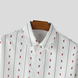 AIDASE  -  Men Shirt Striped Printing Lapel Long Sleeve Loose Men Clothing Streetwear Fashion Casual Tops Male Shirts S-5XL aidase-shop