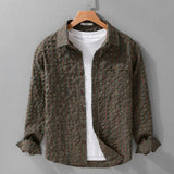 AIDASE  -  New Spring Men's Houndstooth Long-sleeved Shirt Trendy Bubble Texture Comfortable and Versatile Literary Youth