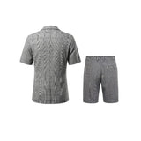 AIDASE  -  Men Plaid 2 Piece Summer Suit Short Sleeve Blazer Matching Knee Length Shorts Set Casual Daily Business Vacation Formal Outfit aidase-shop