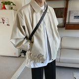 Aidase Boys Beige Long Sleeve Leather Jacket Loose Black Oversized Leather Motorcycle Jackets Xxl Zip Up Outerwear Man Moto Biker Coat aidase-shop