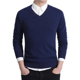AIDASE  -  Slim Fit V-Neck Pullover Sweater Casual Business Men's Shirt Inner Wear Autumn Collection Fashionable Youth Solid Color Base Lay aidase-shop